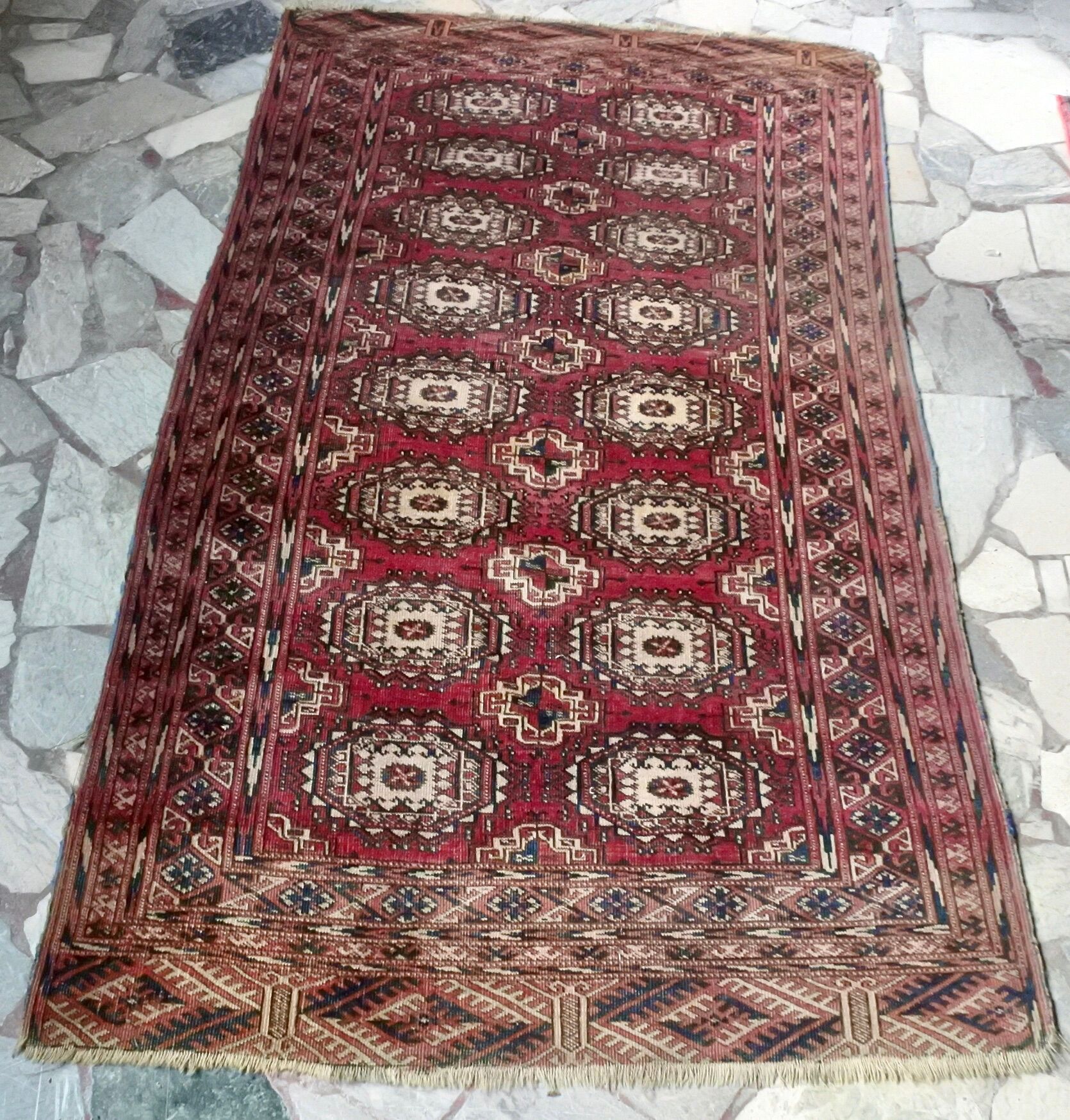 Hand-woven antique Russian Bukhara carpet 170x95cm.