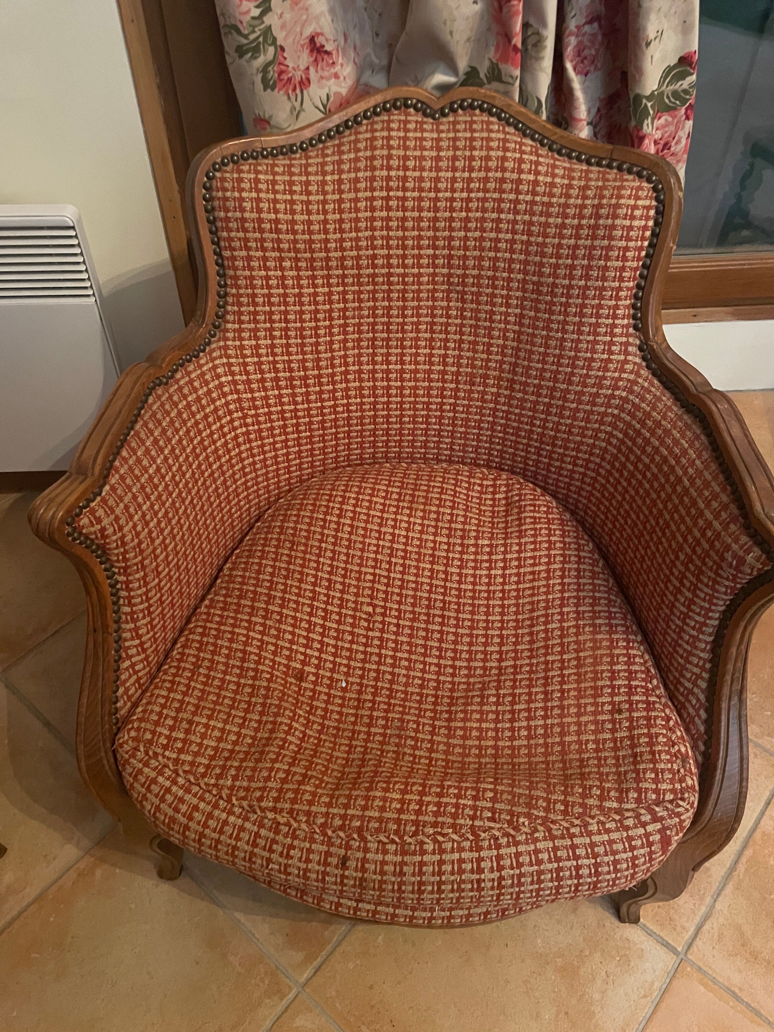Lot of 2 low bergère cabriolet armchairs in Louis XV style.