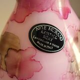 Vase rose, Murano Kristall Mery, verre soufflé avec inclusions