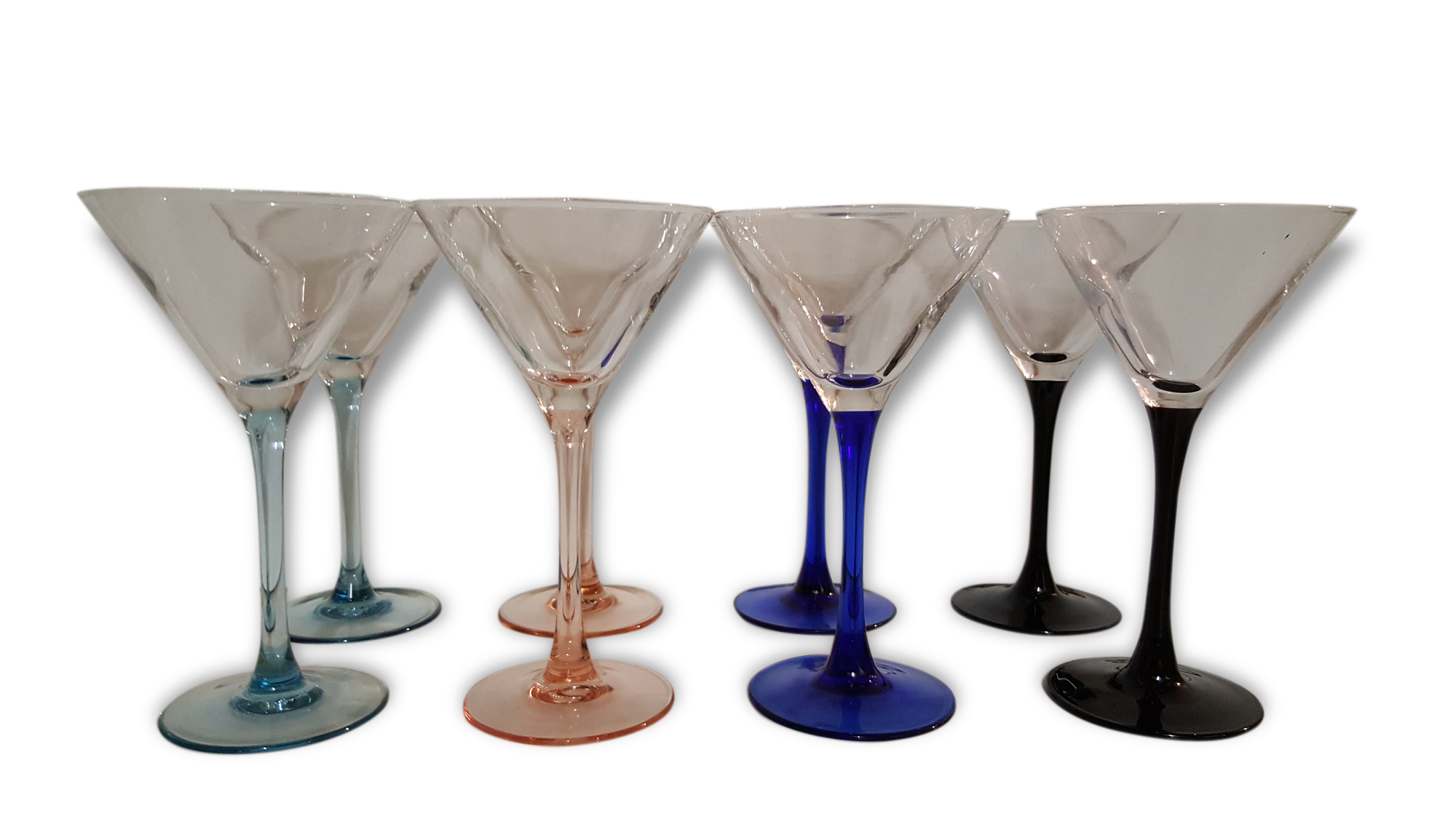 Lot of 8 cups champagne with colorful feet