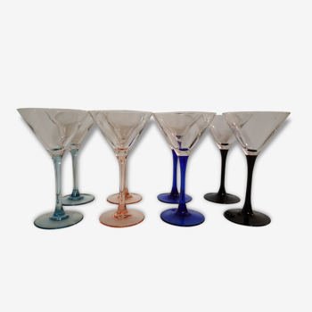 Lot of 8 cups champagne with colorful feet