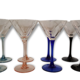 Lot of 8 cups champagne with colorful feet