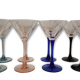 Lot de 8 coupes à champagne avec pieds colorés