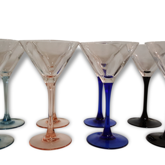 Lot of 8 cups champagne with colorful feet