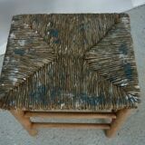 Wooden and straw workshop stool