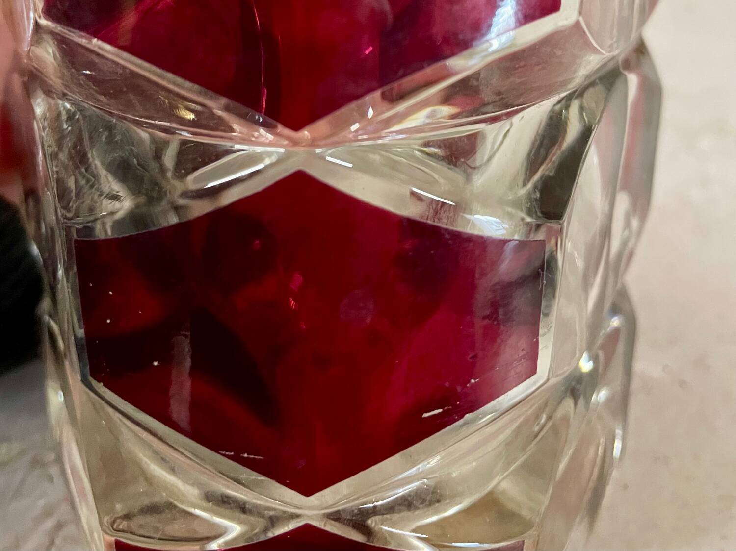 3 vases in clear and ruby red crystal – J.G. Durand, Luminarc