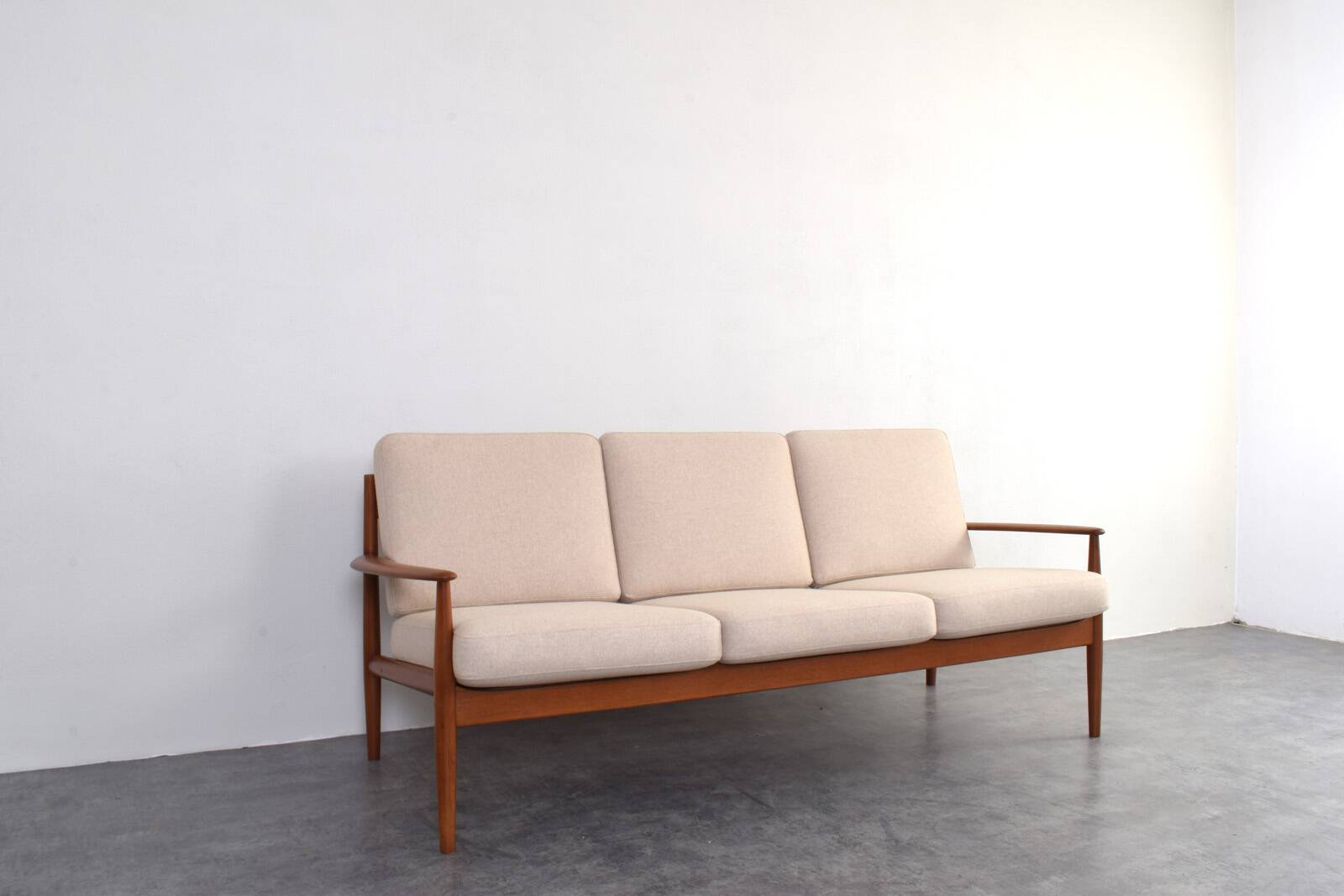 Mid-Century Danish Teak & Wool Sofa by Grete Jalk for France & Søn