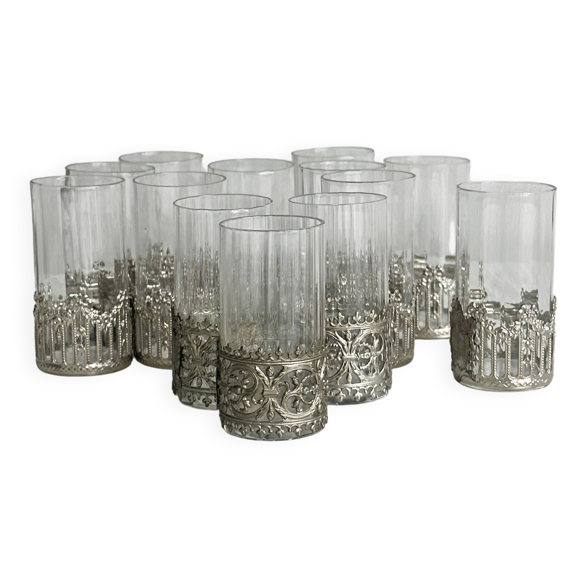 Lot de soliflores en verre cannelé