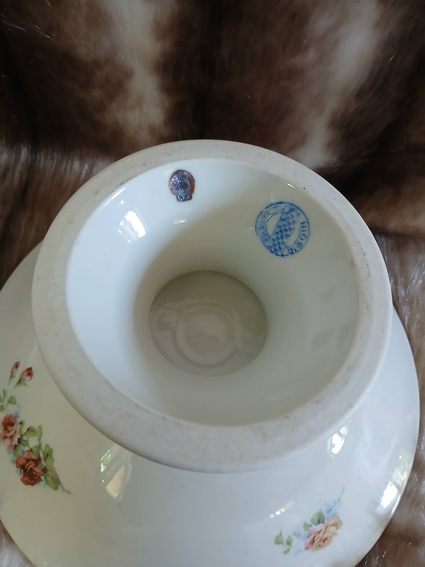 Antique Digoin compote dish