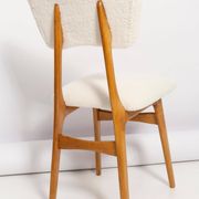 Mid-century "Butterfly" dining chair, light cream boucle, Poland, 1960s