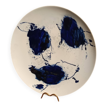 Grand plat design signé Barbara Schroeder – 41 cm – Céramique contemporaine
