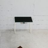 Tubular steel console, black glass tray, circa 1950