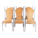 Set of 6 iron and wicker chairs