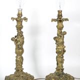 Paire de lampe Rococo Bronze