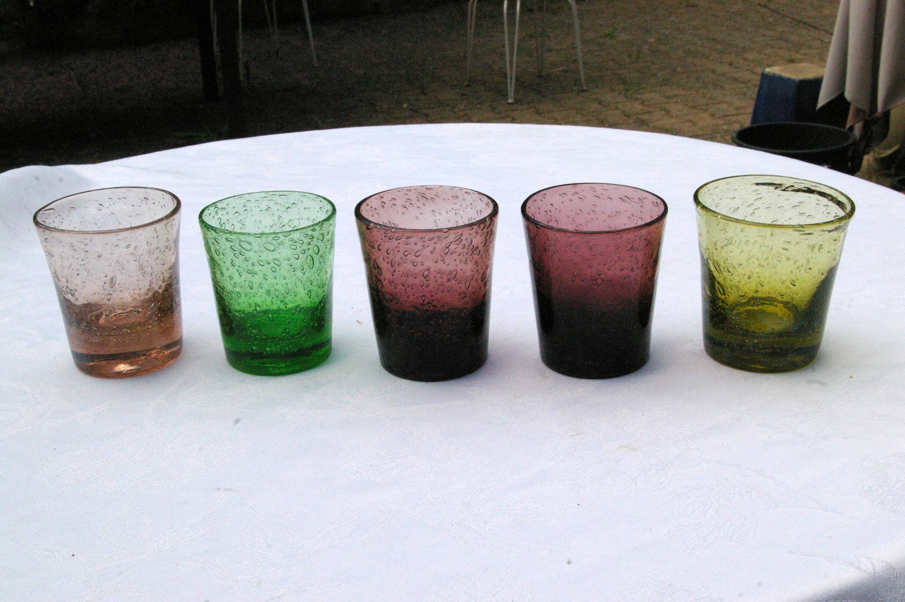 5 vintage bubble glass cups from Biot