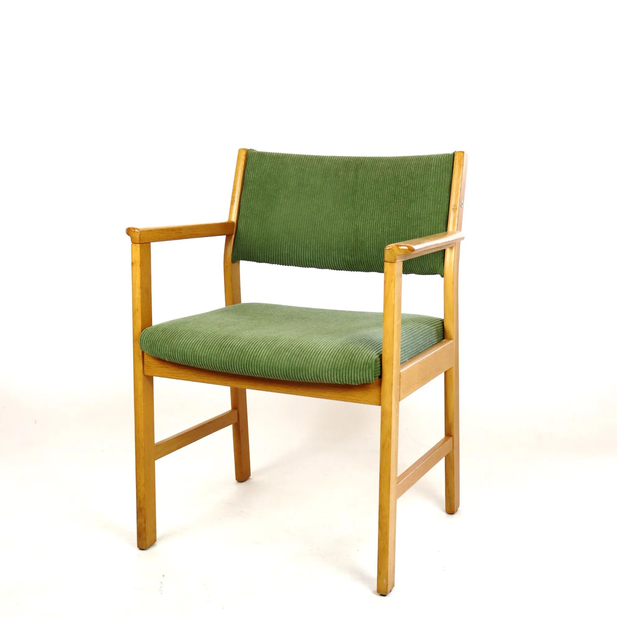 Fauteuil en chêne et velours années 60