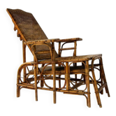 Fauteuil inclinable vintage en rotin et bambou, Côte d'Azur française, anné