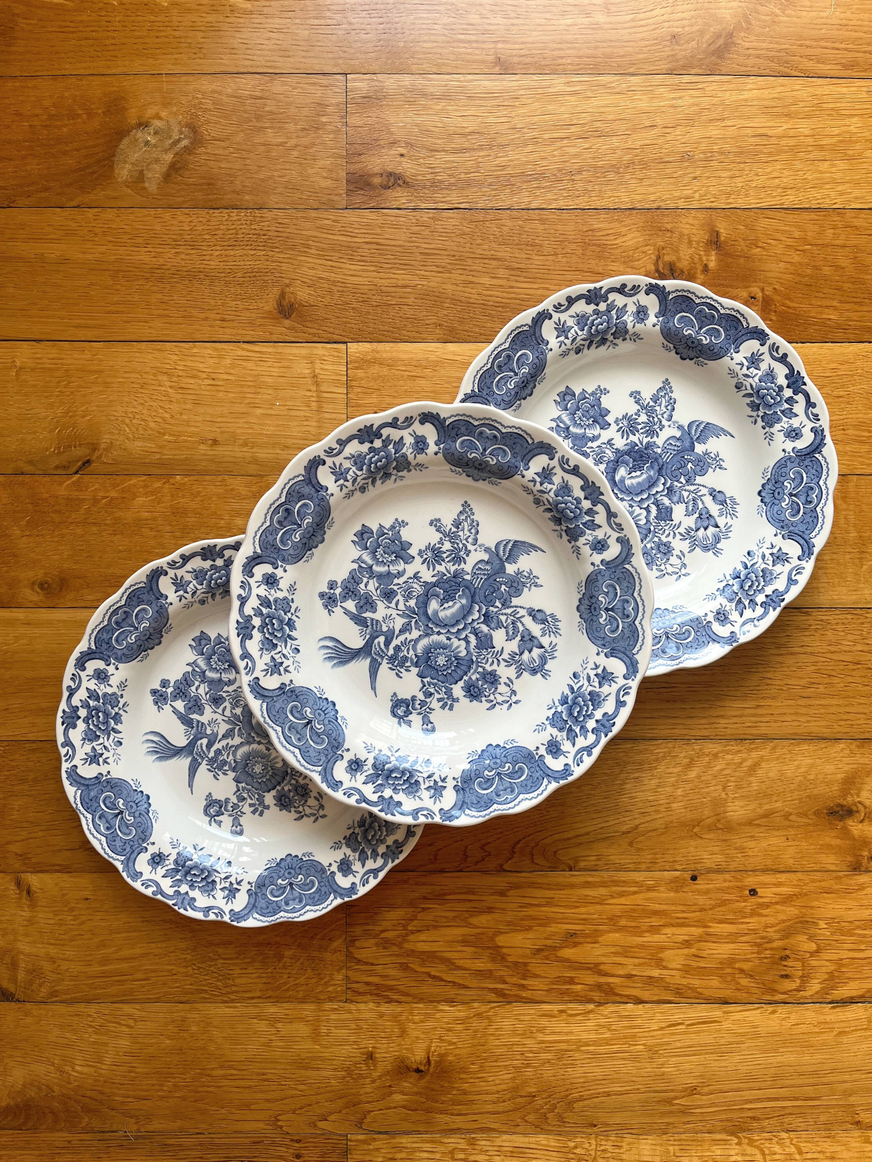 3 assiettes creuses en faïence anglaise Windsor, Ridgway of Staffordshire England