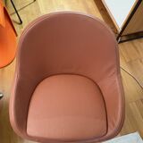 Caramel leather Veneto armchair with swivel function (2 available)