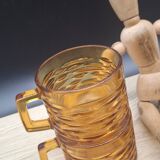 Set of 4 Vereco amber glass cups