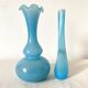 Blue opaline soliflore vases