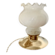 Vintage Table Lamp with White Globe and Antique Brass Base - Elegant Lighting with Braided Gold Wire