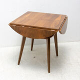 Folding walnut coffee table from the 1950s, Czechoslovakia