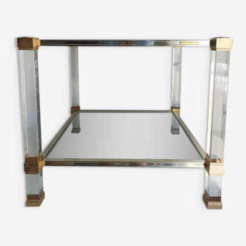Square glass and altuglass coffee table Pierre Vandel