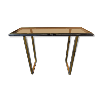 Chrome and golden brass console 70s