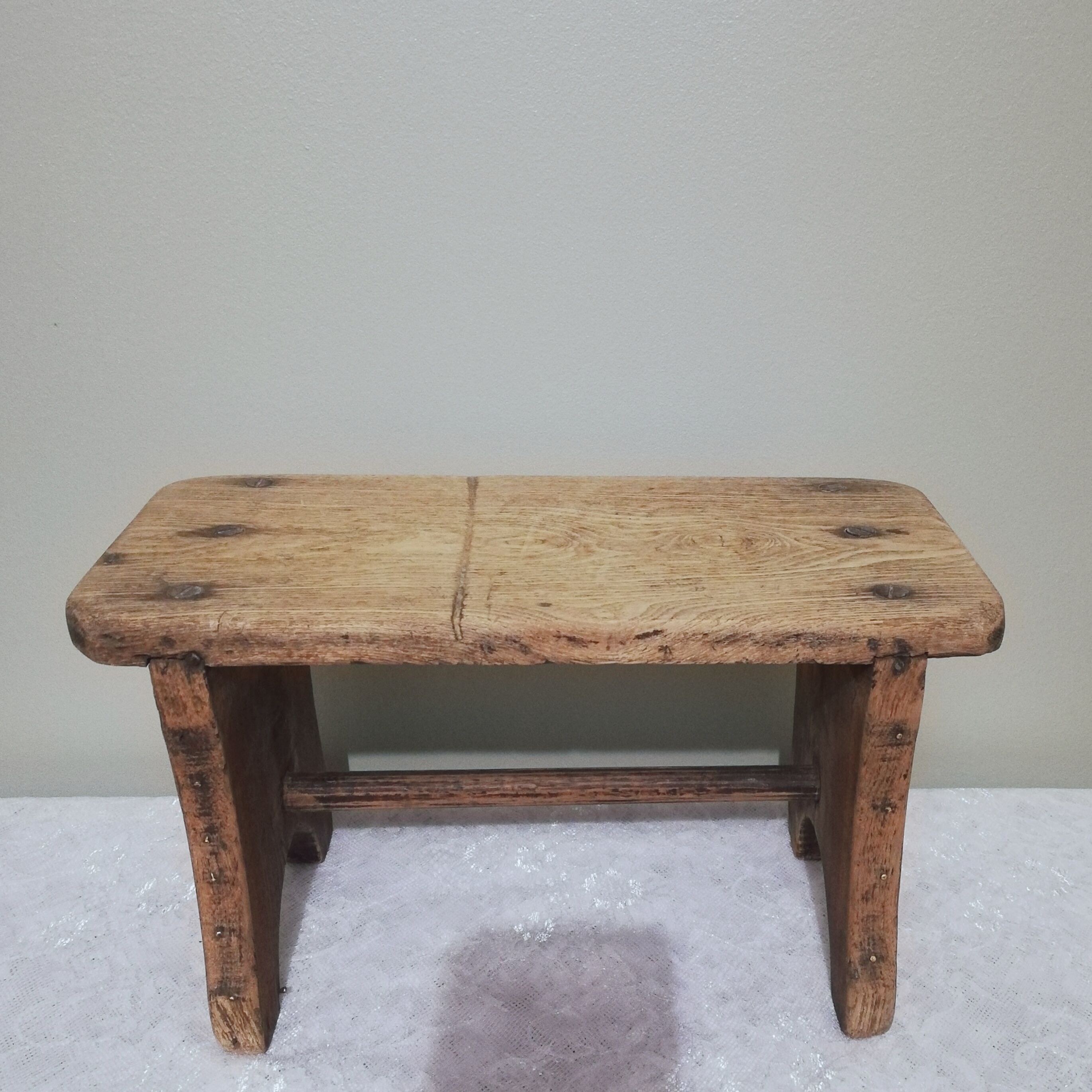 Children's stool in raw oak