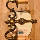 Louis XV Style double wall light in gilded bronze from the 20th century.