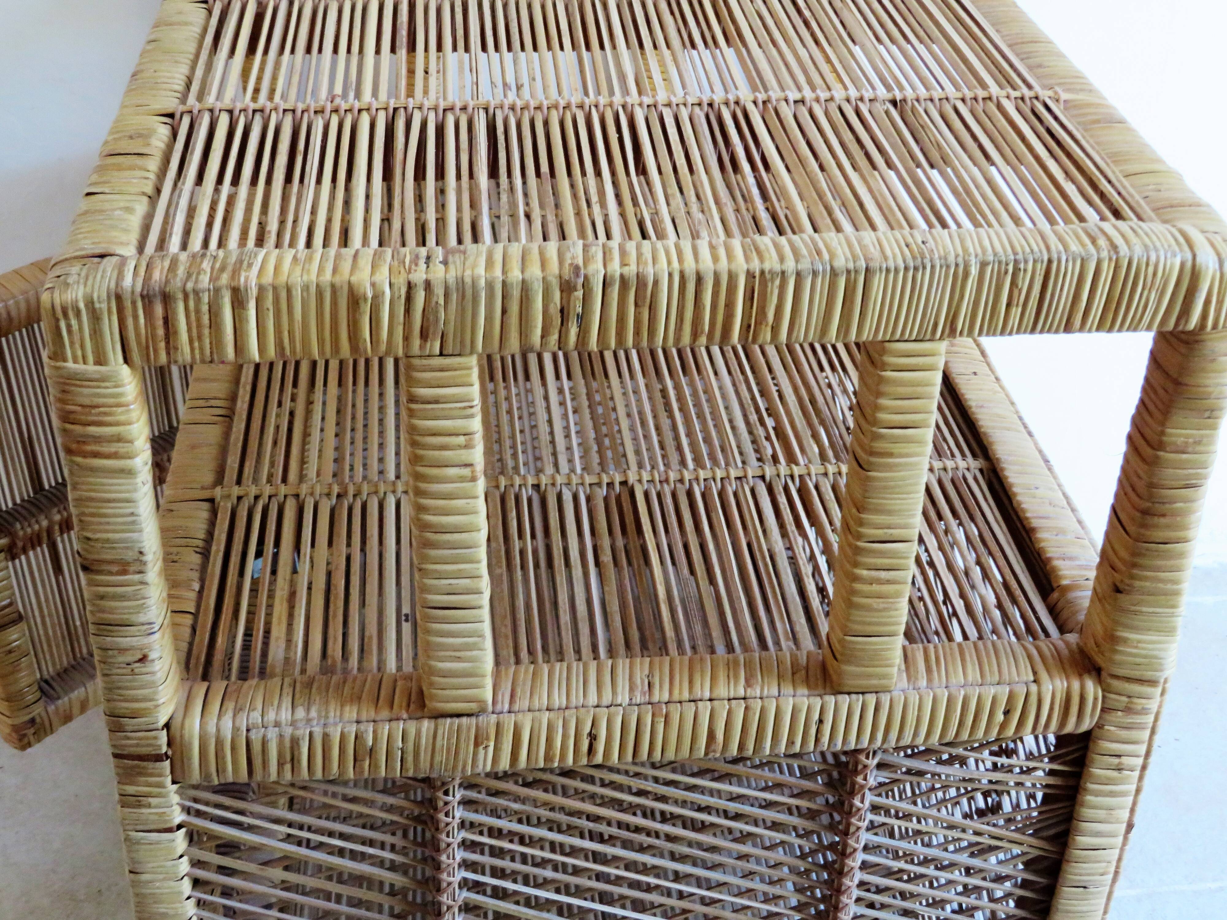 Vintage rattan serving table
