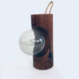 Brutalist wooden table or wall lamp attributed to Temde Leuchten, Switzerland, 1960s.