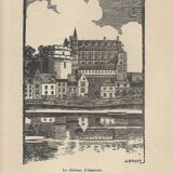 Engraving-years 1930-J Druet - The castle of Amboise- Format page 24.5 x 18 cm -
