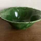 1960s Biot glazed earthenware salad bowl with XL green scalloped edges