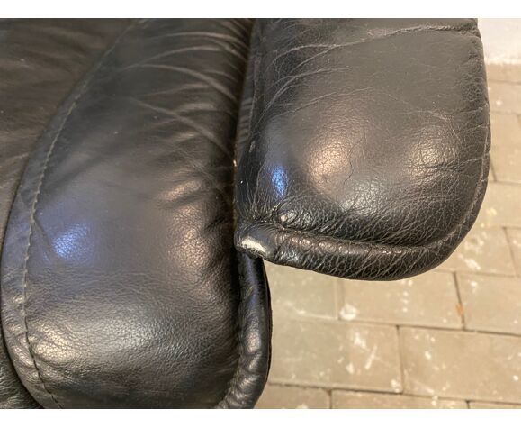 Armchair relaxation leather & footrest Stressless model Ekornes vintage 1980