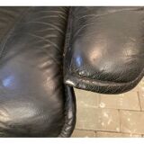 Armchair relaxation leather & footrest Stressless model Ekornes vintage 1980