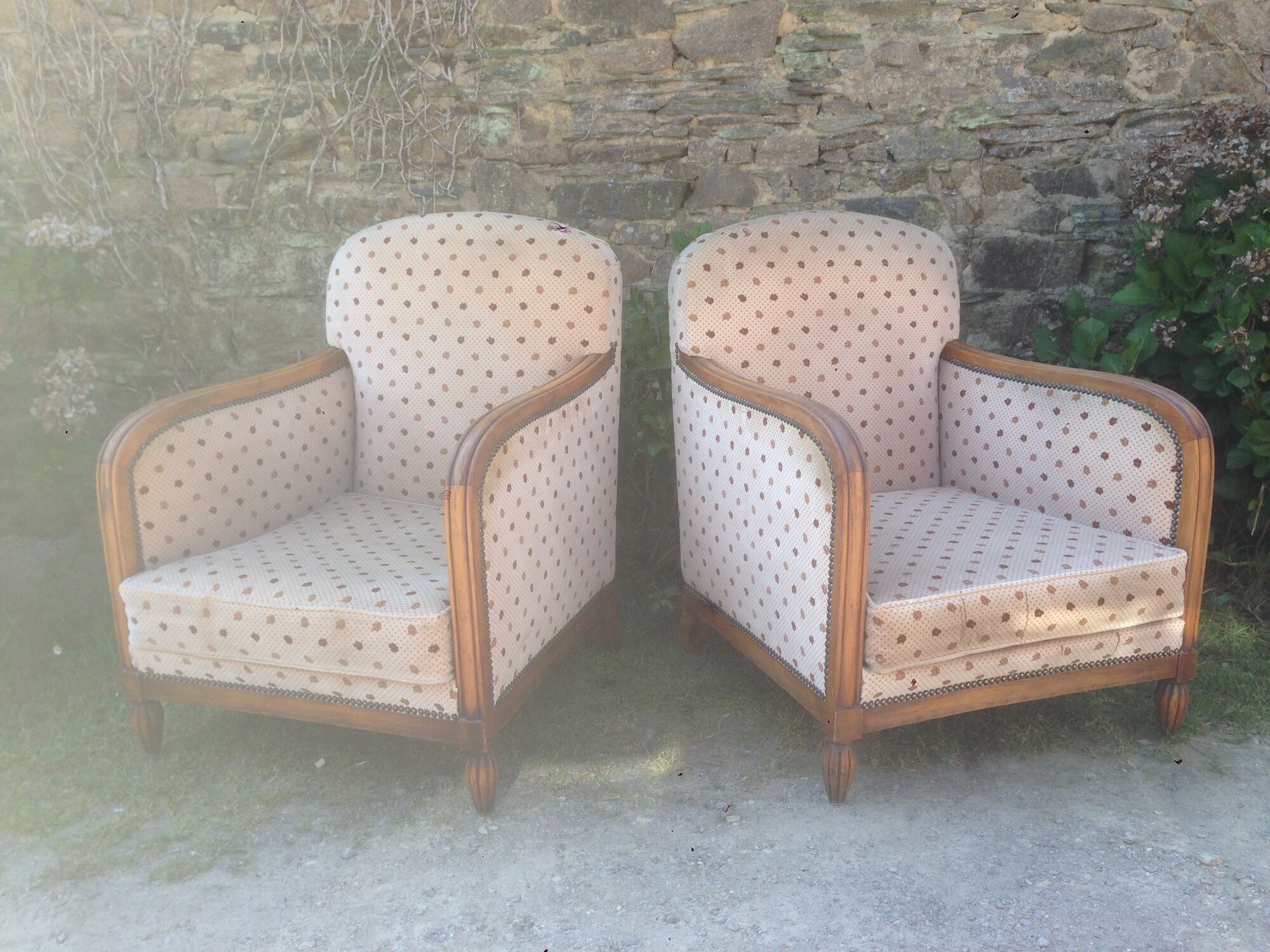 Pair of beech armchairs 1930
