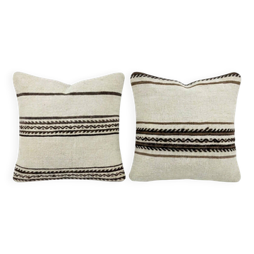 Set of 2 vintage kilim cushion covers 48x48 cm