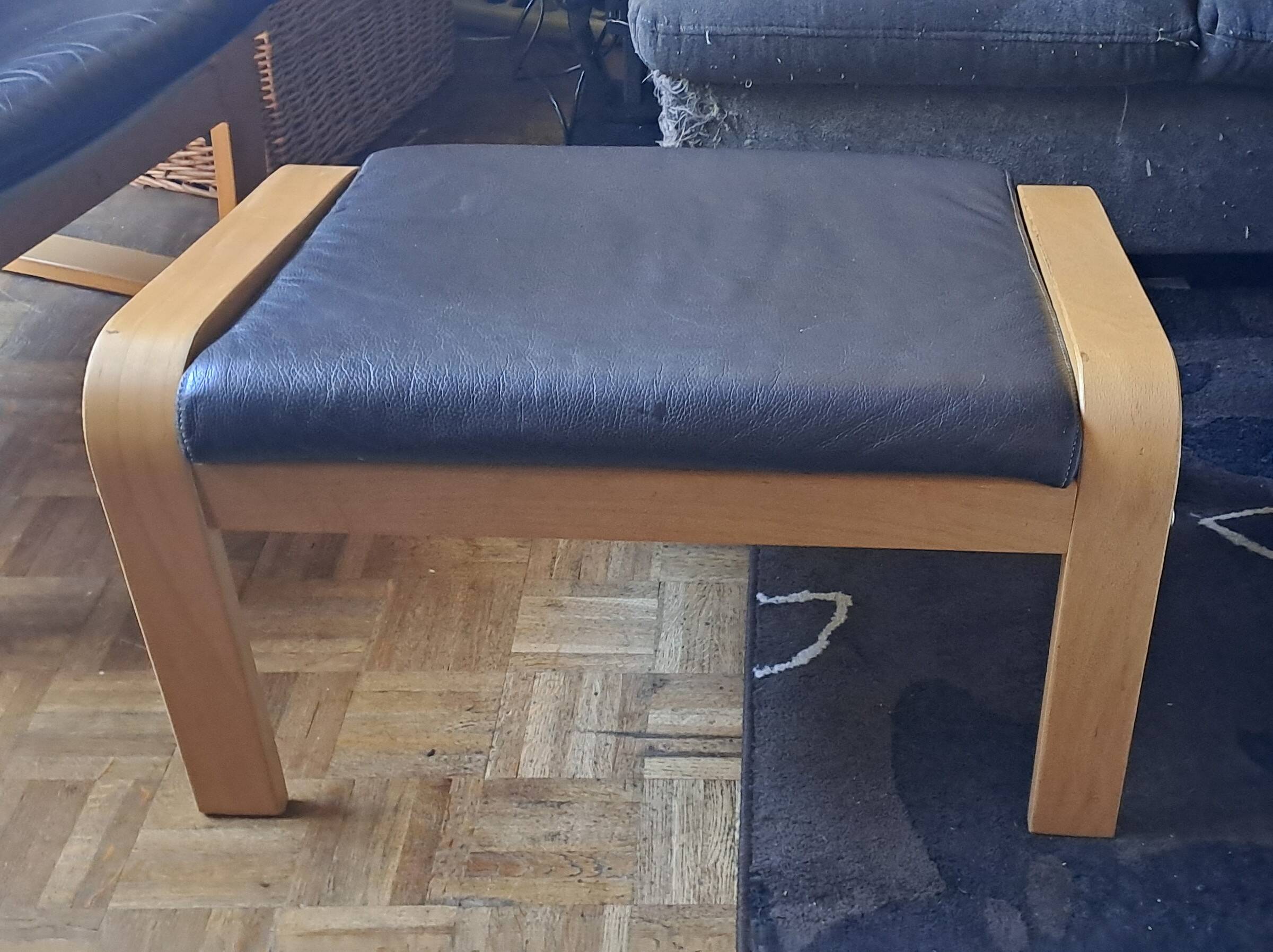 Ikea leather footstool pouf 2000s france scandinavian style knisa model color