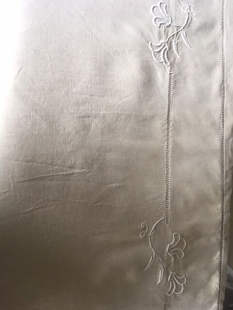 Old linen sheet embroidered hand and monogram t t 226 cm x 324 cm