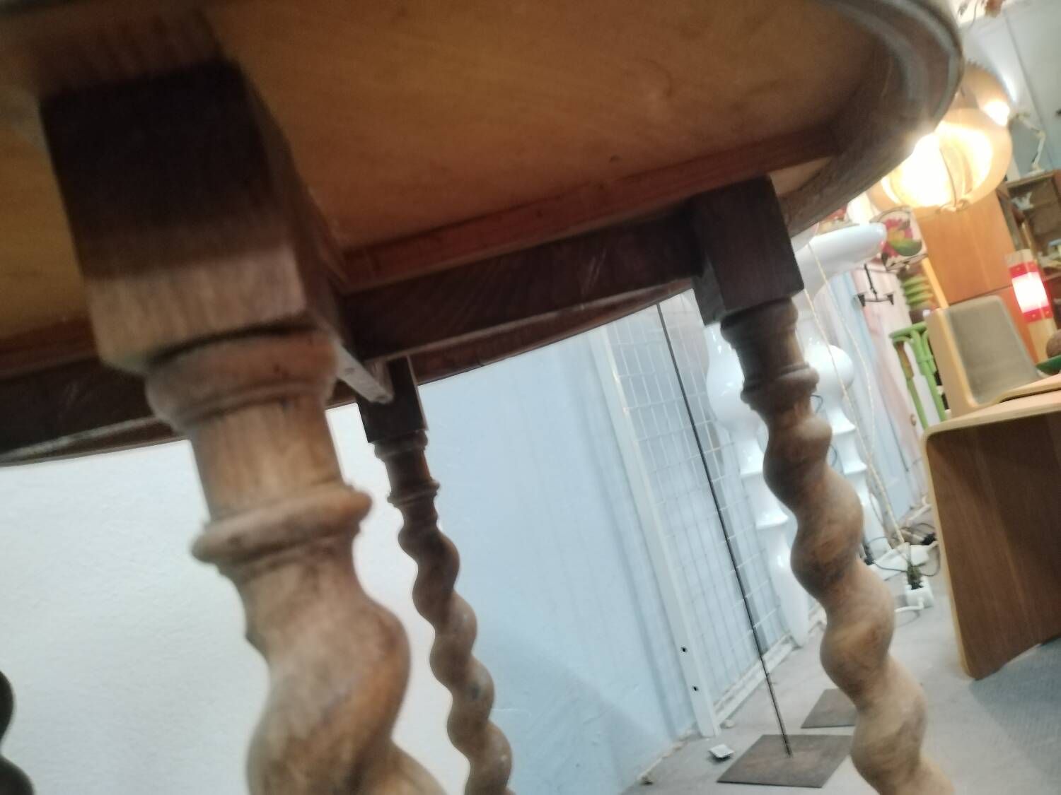 Brass side table with turned legs