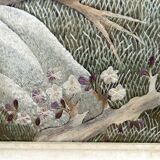 Important Indochinese silk embroidered hanging, Deer in the forest, circa 1940
