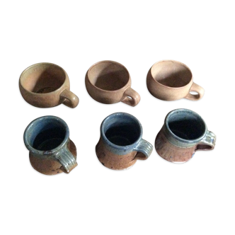 Series of 6 sandstone cups