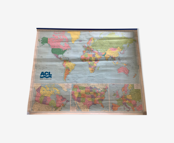 Carte du monde d’école anglaise map monde vintage 1980 George Philip & Son limited