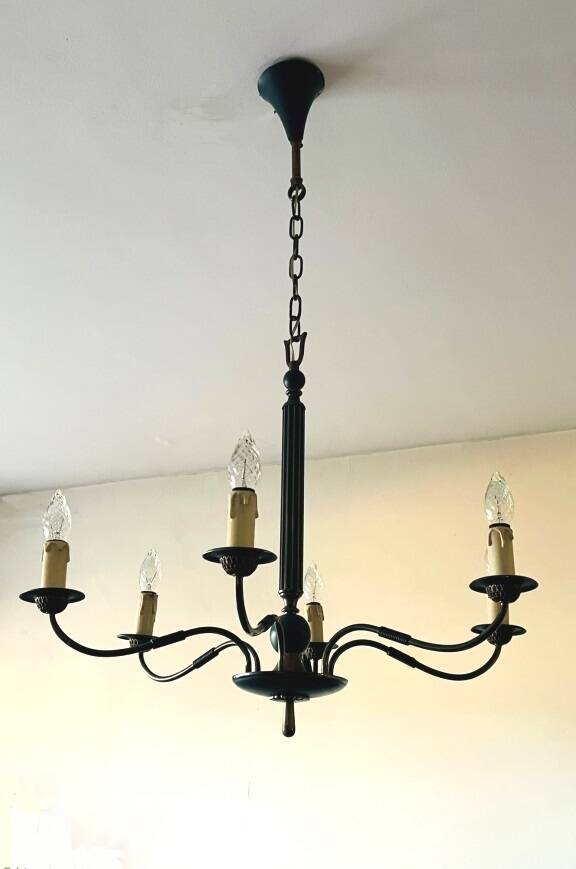 Vintage neoclassical style column chandelier 50s