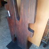 Totem Brutalist sculpture, solid wood on base