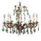 French 19th-century gilded bronze chandelier with brass flowers and