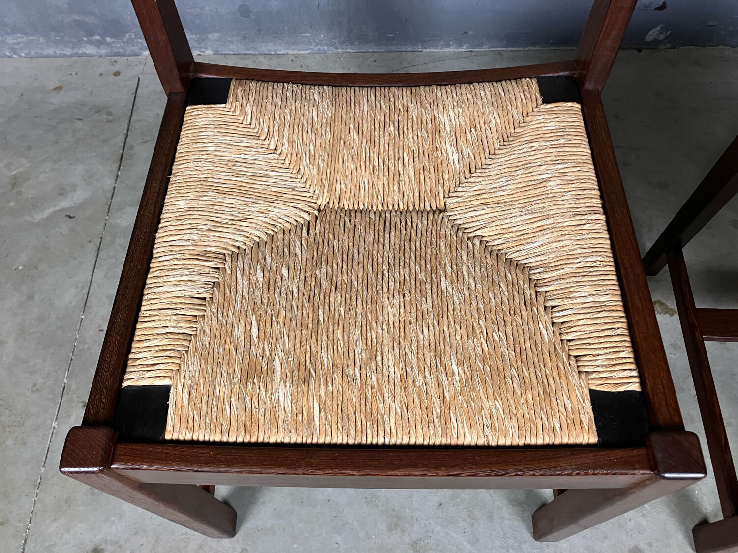 6 chairs rush Wenge Brutalist Mid Century