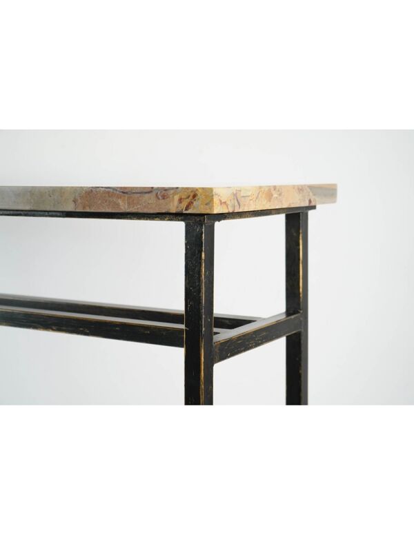 Console, art moderne, acier peint et marbre